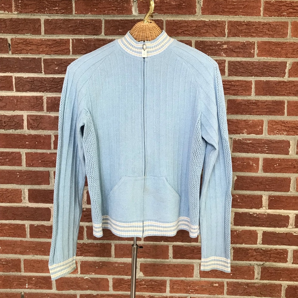 St. John Sport Knit Light Blue Full Zip Jacket Size Small